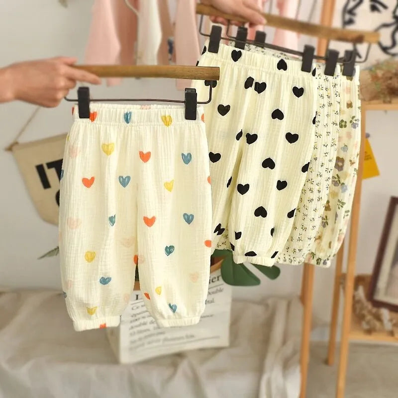 Baby & Toddler Unisex Cotton Harem Pants - Printed Summer Loose Full-Length Trousers (2T-7T / 80-120 cm)