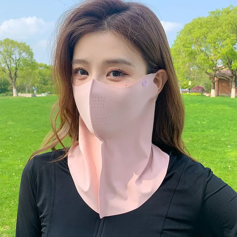 UPF50+ Ice Silk Neck Scarf Face Mask – Breathable Sun Protection Gaiter for Cycling & Outdoor Sports