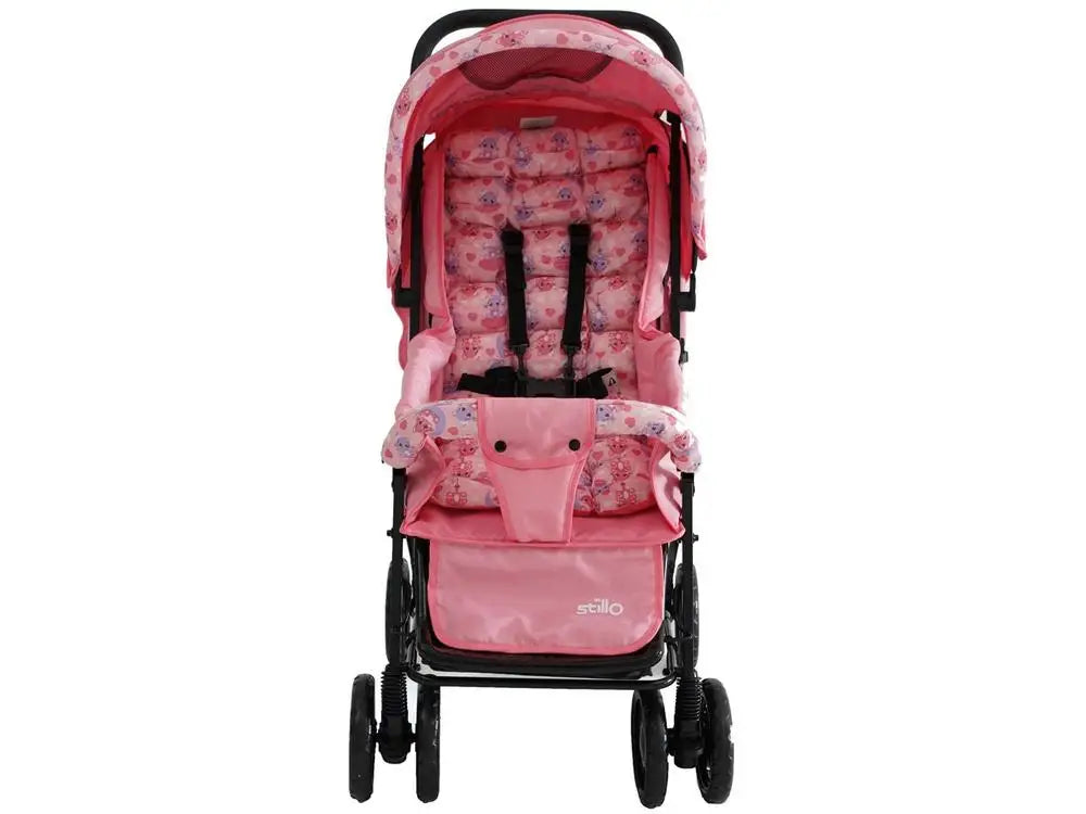 Baby Stroller Newborn to 15 kg (up to 33 lb) – Reclining Seat, Large Storage Basket & Canopy, Kitten Pink