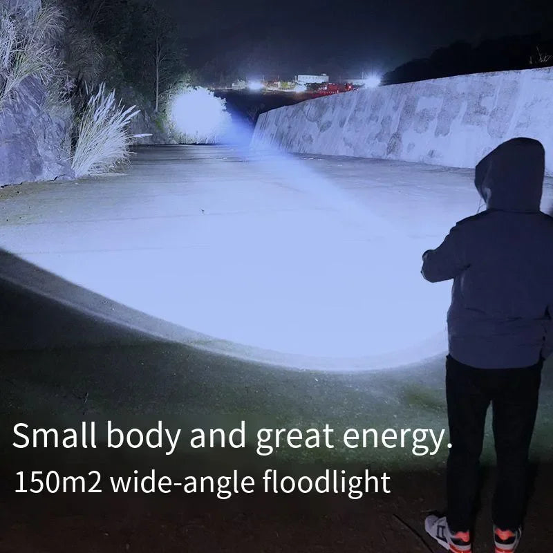 Rechargeable 450-Lumen Waterproof LED Flashlight – Portable EDC Torch for Camping, Hiking & Emergency (50–100 m / 164–328 ft Beam)