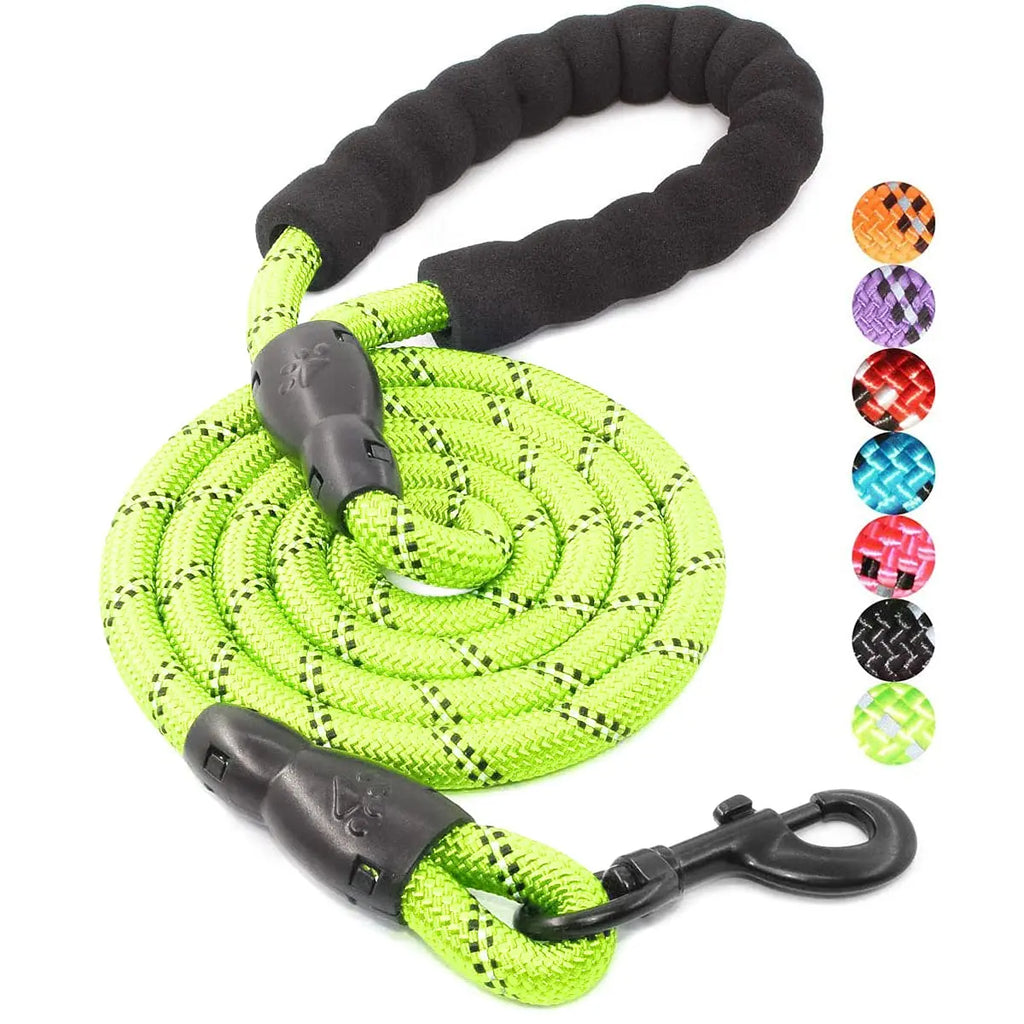 Reflective Nylon Dog Leash with Soft Handle — Reinforced Leash for Small, Medium & Large Dogs — 4ft/5ft/6.6ft/9.8ft (120/150/200/300 cm)