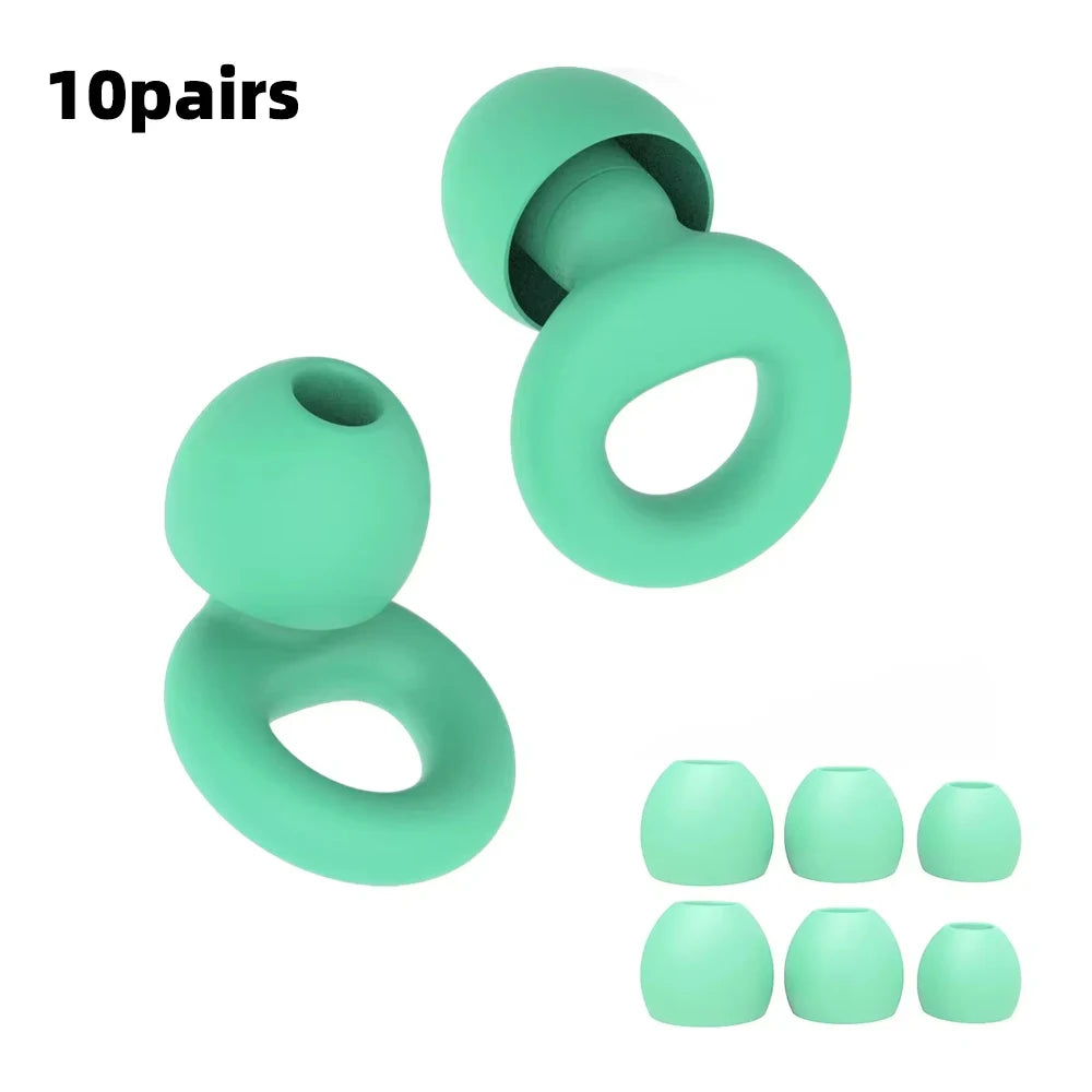 Silicone Earplugs 4 Pairs - Reusable Hypoallergenic Ear Plugs for Swimming & Sleep Noise Reduction (XS S M L)