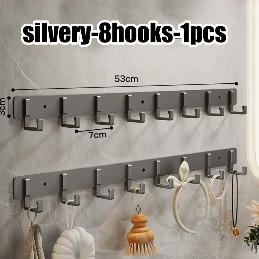 Heavy-Duty Adhesive Wall-Mounted Towel and Clothes Hook - No-Drill Stainless Steel Multi-Hook for Bathroom and Kitchen
