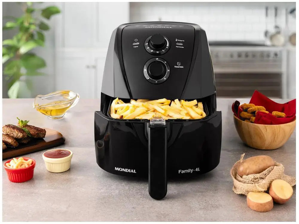 4L (4-Quart) Oil-Free Air Fryer, 1500W 220V, Square Non-Stick Basket, 80-200°C (176-392°F), 60-Min Timer