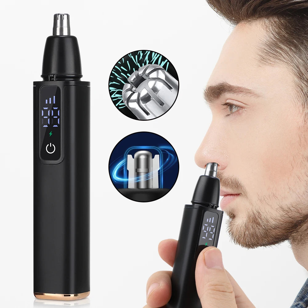 Rechargeable Electric Nose & Ear Hair Trimmer – USB-C Portable Waterproof Painless Groomer for Men & Women