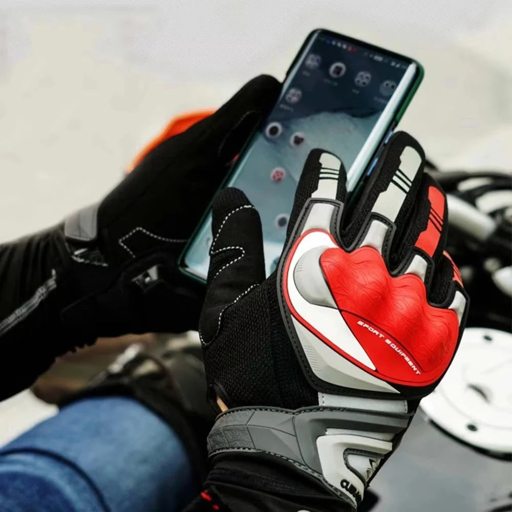 Reflective Full-Finger Motorcycle Gloves — Touchscreen, Anti-Slip, Knuckle Protection