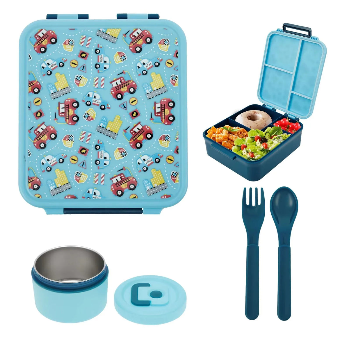 1700ml (57oz) Leakproof Bento Box with 300ml (10oz) Stainless Steel Soup Jar Microwave Safe Lunch Box for Office & School