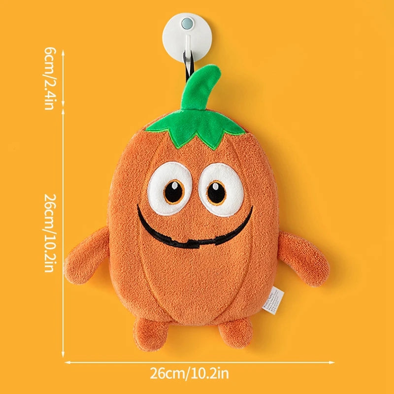 Pumpkin Halloween Hand Towel Super Absorbent Coral Velvet Handkerchief with Hanging Loop