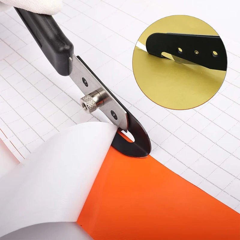 Vinyl Wrap Backing Cutter Knife – Hidden Double Blade Film Cutter for Car Tinting, Wallpaper & Decals