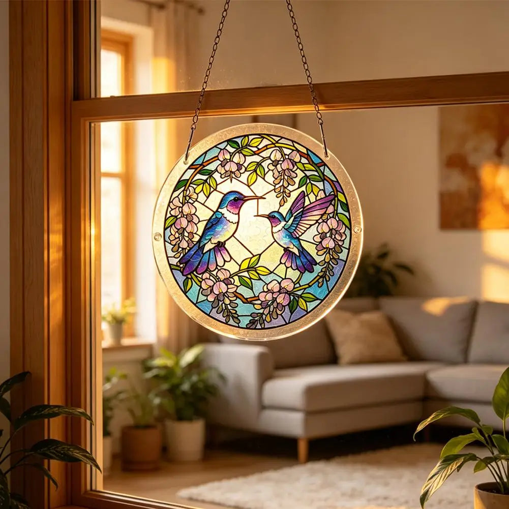 Acrylic Puzzle Suncatcher Window Hanging Stained Glass Style 7.1/7.9 in (18/20 cm) Garden & Home Decor