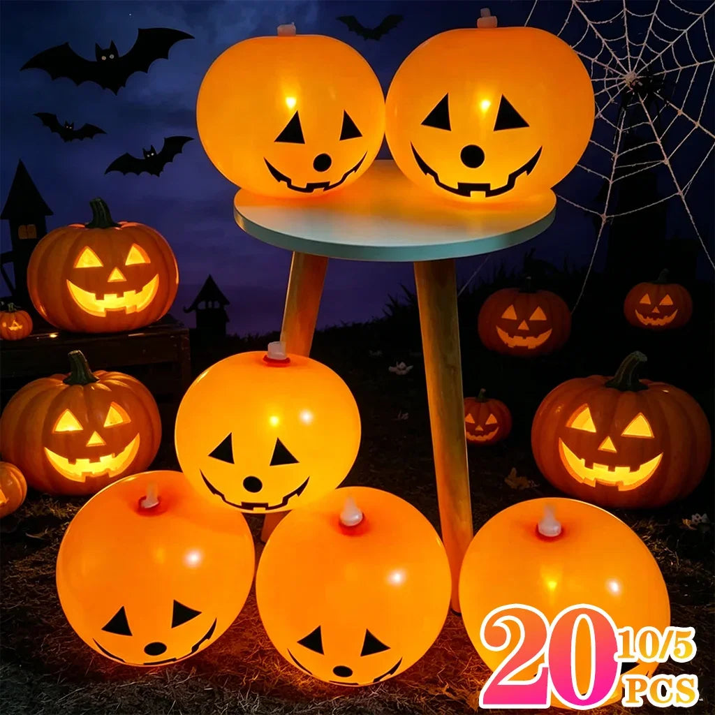 Halloween LED Light-Up Balloons Glowing Party Balloons for Haunted House, Home & Festival Decorations