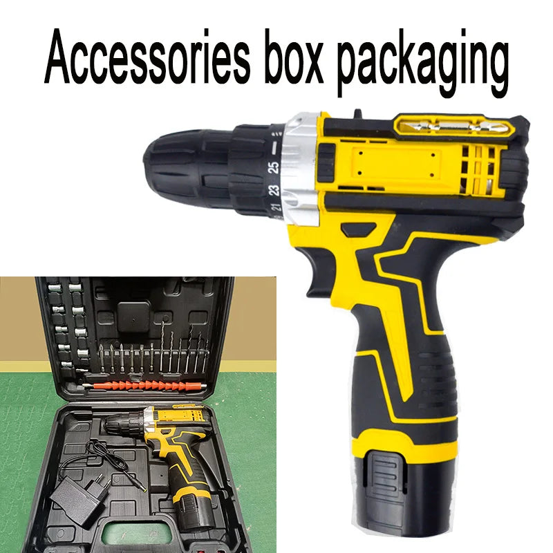 12V Cordless Lithium Drill & Screwdriver Kit with Accessory Case - Brushless Handheld Power Tool for Home DIY