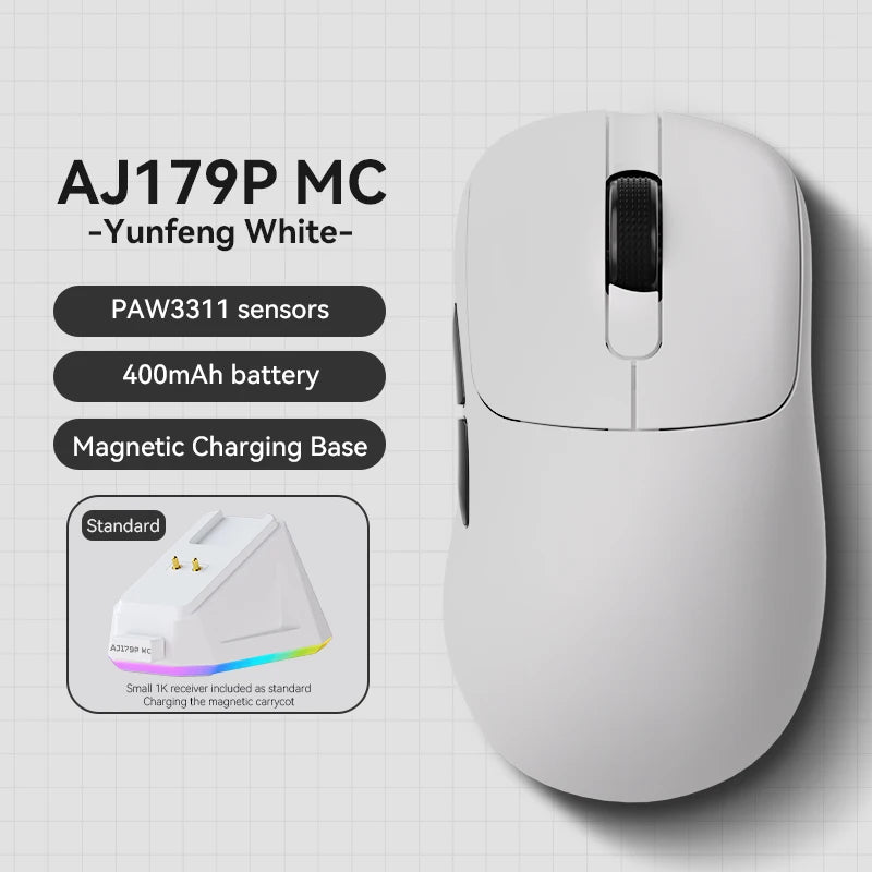Wireless Gaming Mouse 2.4GHz & Bluetooth - Right-Hand Ergonomic, 26,000 DPI Optical Sensor, Battery Powered