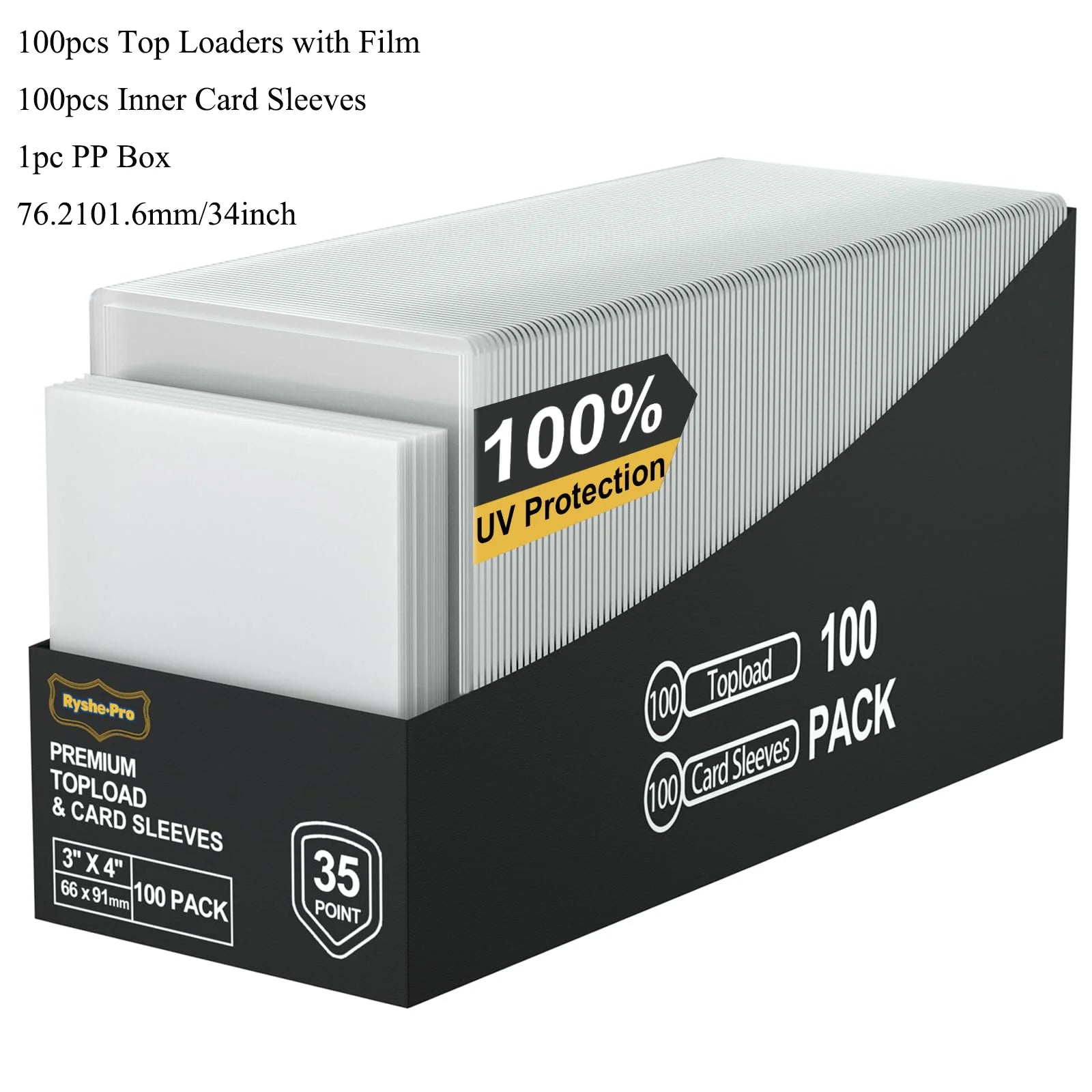 25-Pack 3 x 4 in (76 x 102 mm) 35PT Toploader Card Sleeves - Rigid Hard Card Protectors for MTG TCG Pokémon Trading Cards