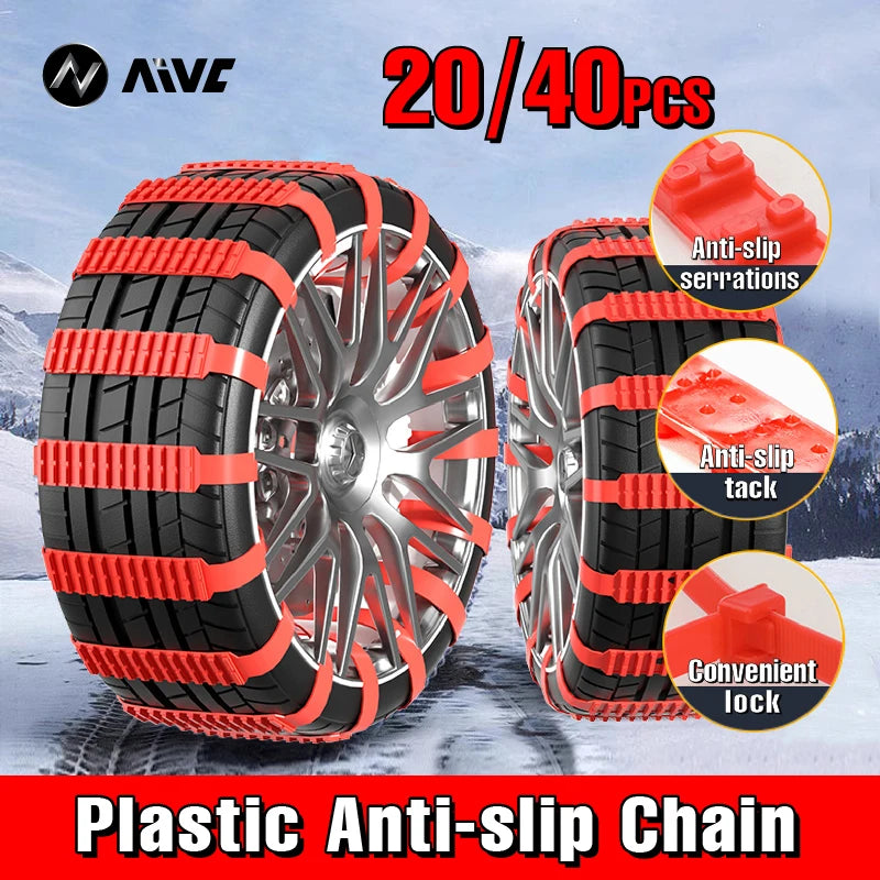 Universal Anti-Slip Snow Chains for Cars & Motorcycles — 95 cm (37.4 in) Emergency Tire Traction Straps for Snow, Mud & Off-Road