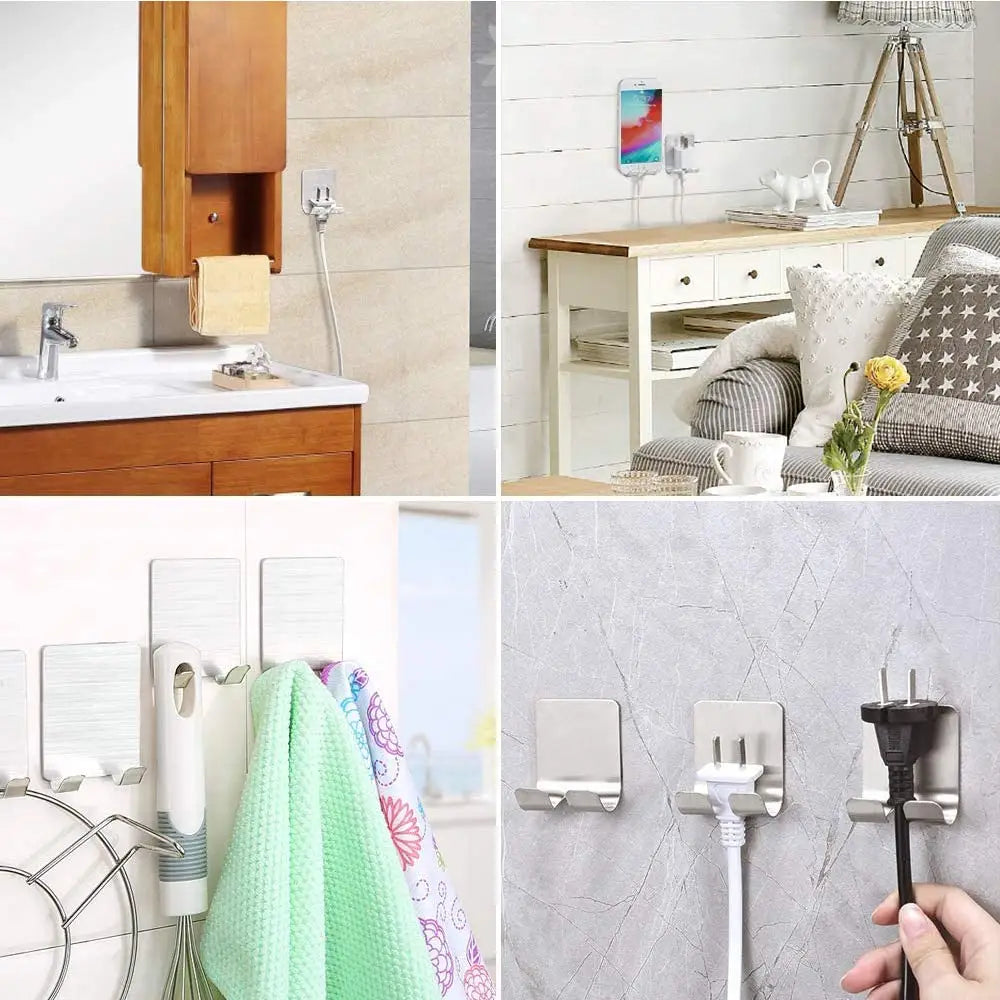 2-Pack 304 Stainless Steel Razor Holder Adhesive Wall-Mount Shaving Stand Bathroom Hook Organizer