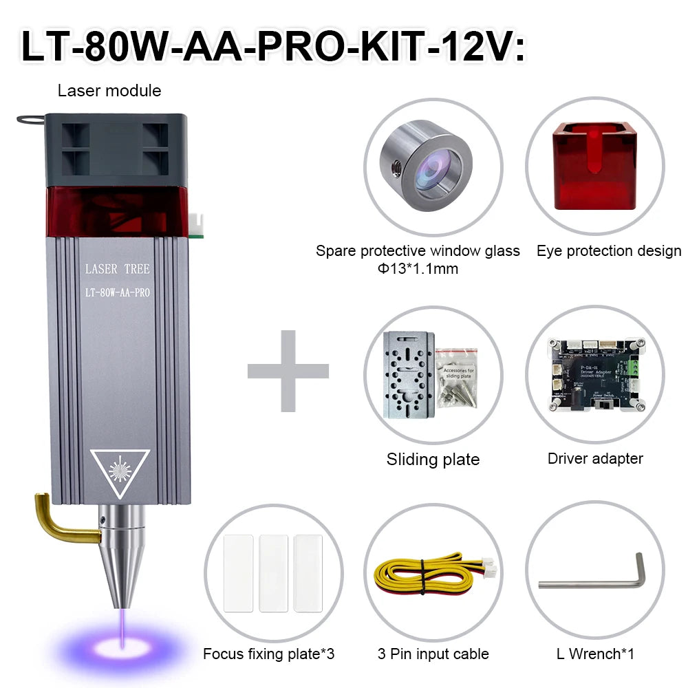 Air Assist TTL Laser Head Module 5W / 10W / 20W - Blue Light CNC Laser for Engraving & Wood Cutting