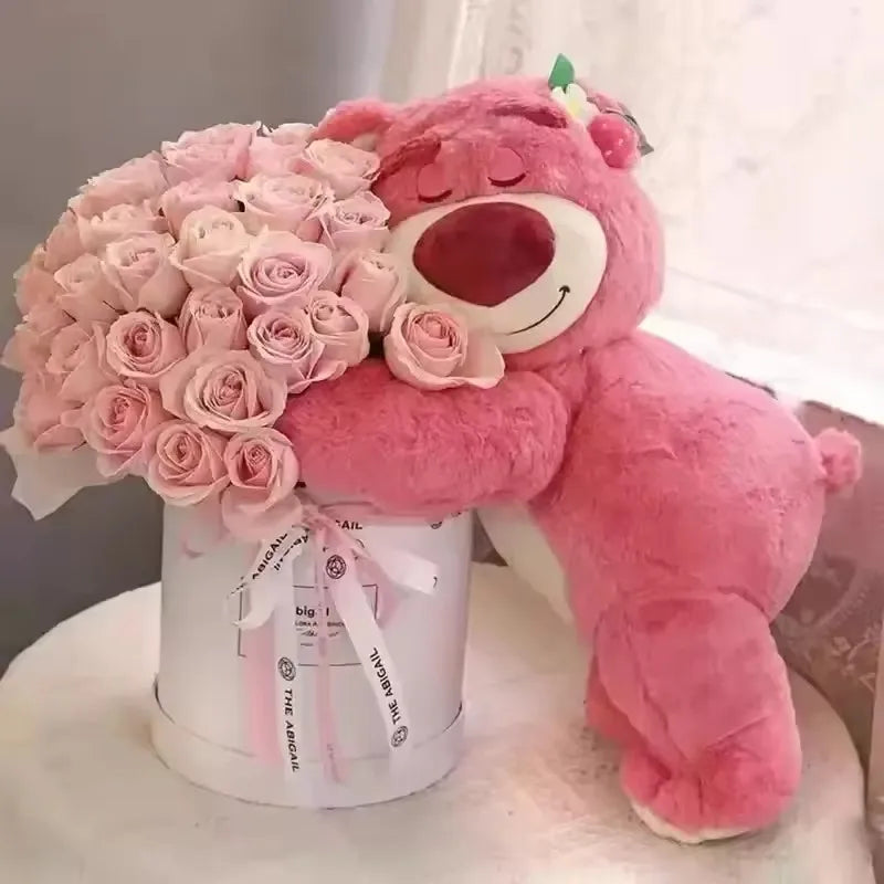 Strawberry Bear Plush Pillow Stuffed Toy - Soft Sofa Cushion Gift for Kids & Teens, Multiple Sizes 12–35 in (30–90 cm)