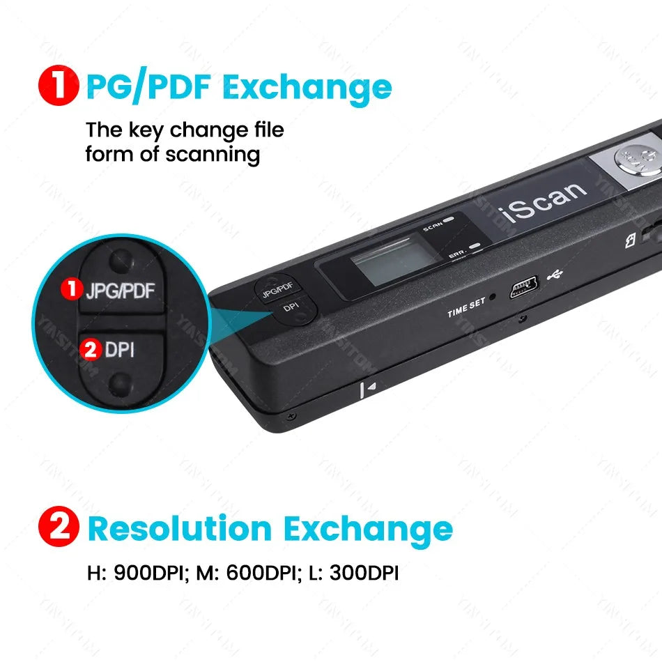 Portable A4 Handheld Document Scanner 900 DPI – Mobile PDF/JPEG OCR Scanner for Office & Contracts