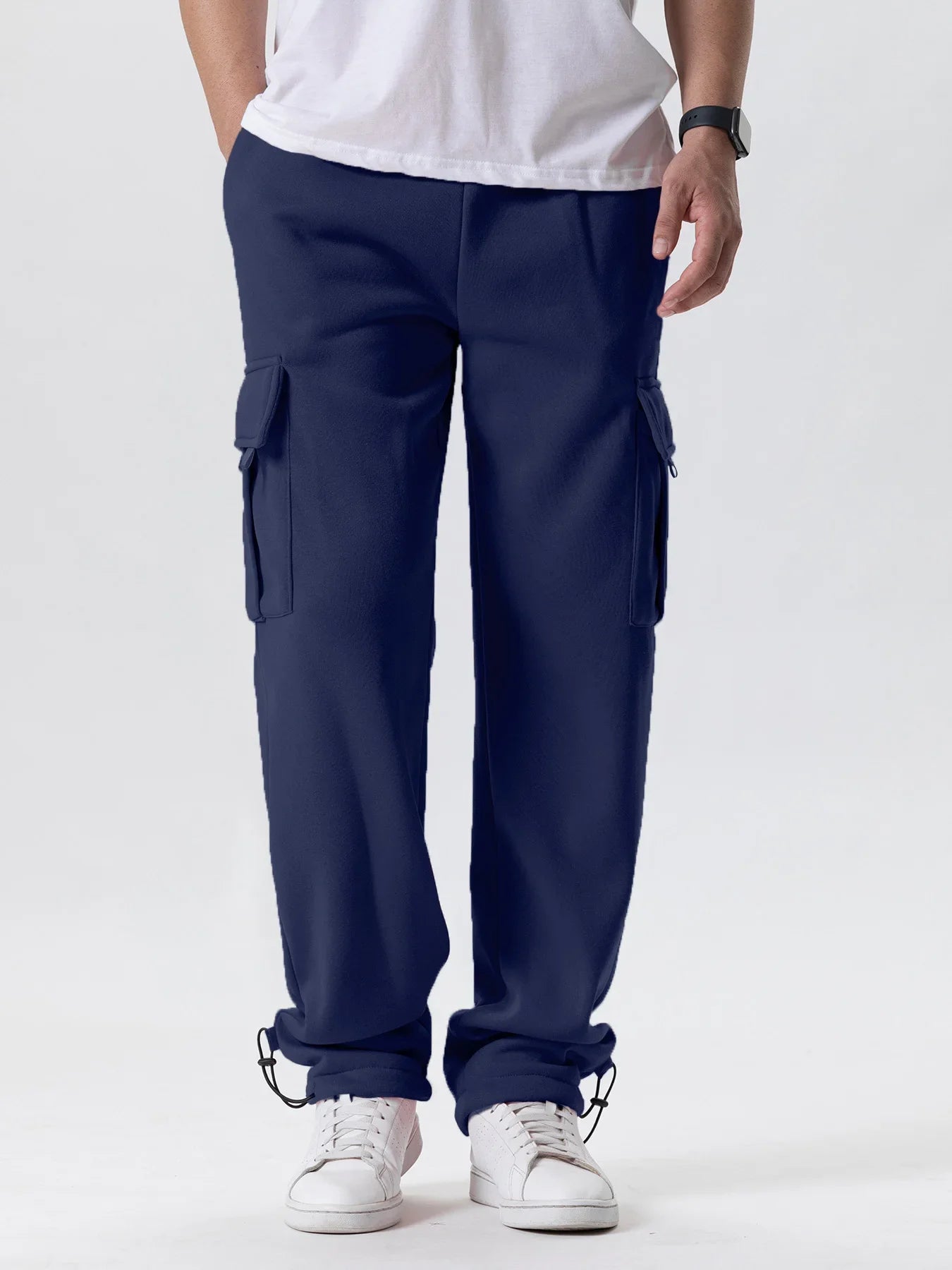 Men's Multi-Pocket Jogger Sweatpants – Drawstring Straight Fit Ankle-Length Running & Gym Pants, Loose Casual