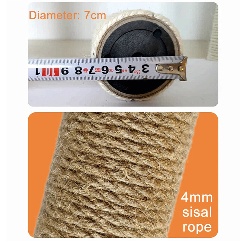 Cat Tree Replacement Scratching Post – Sisal Rope Climbing Post for Cat Tower, Multiple Lengths 12.5–50 cm (4.9–19.7 in), 7 cm Diameter