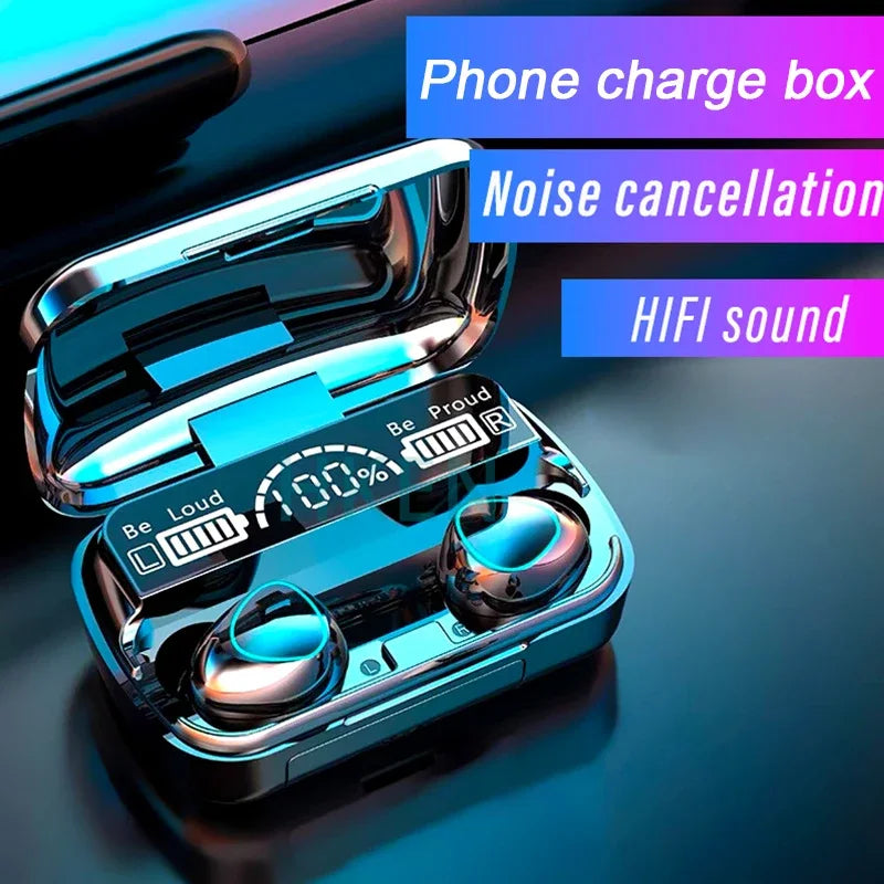 True Wireless Bluetooth Earbuds with LED Charging Case — 9D Stereo In-Ear Sports Headphones