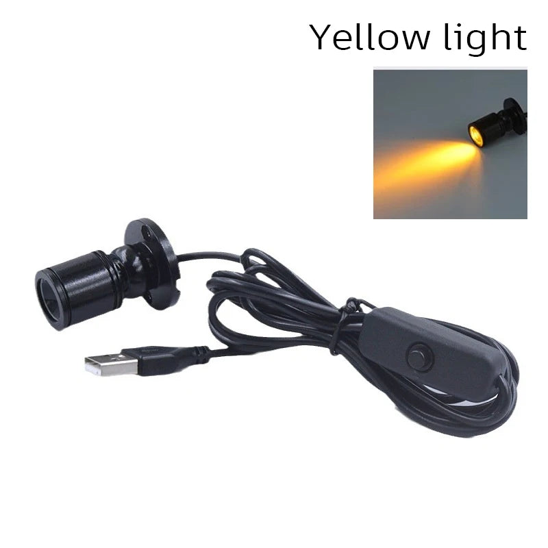 3W USB 5V LED Mini Spotlight - Surface Mount Rotatable Cabinet & Jewelry Display Light (Warm White + RGB)