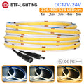 FCOB COB LED Strip Light 336/480/528 LEDs/m CRI90 Dimmable 12V/24V Warm/Natural/Cool White