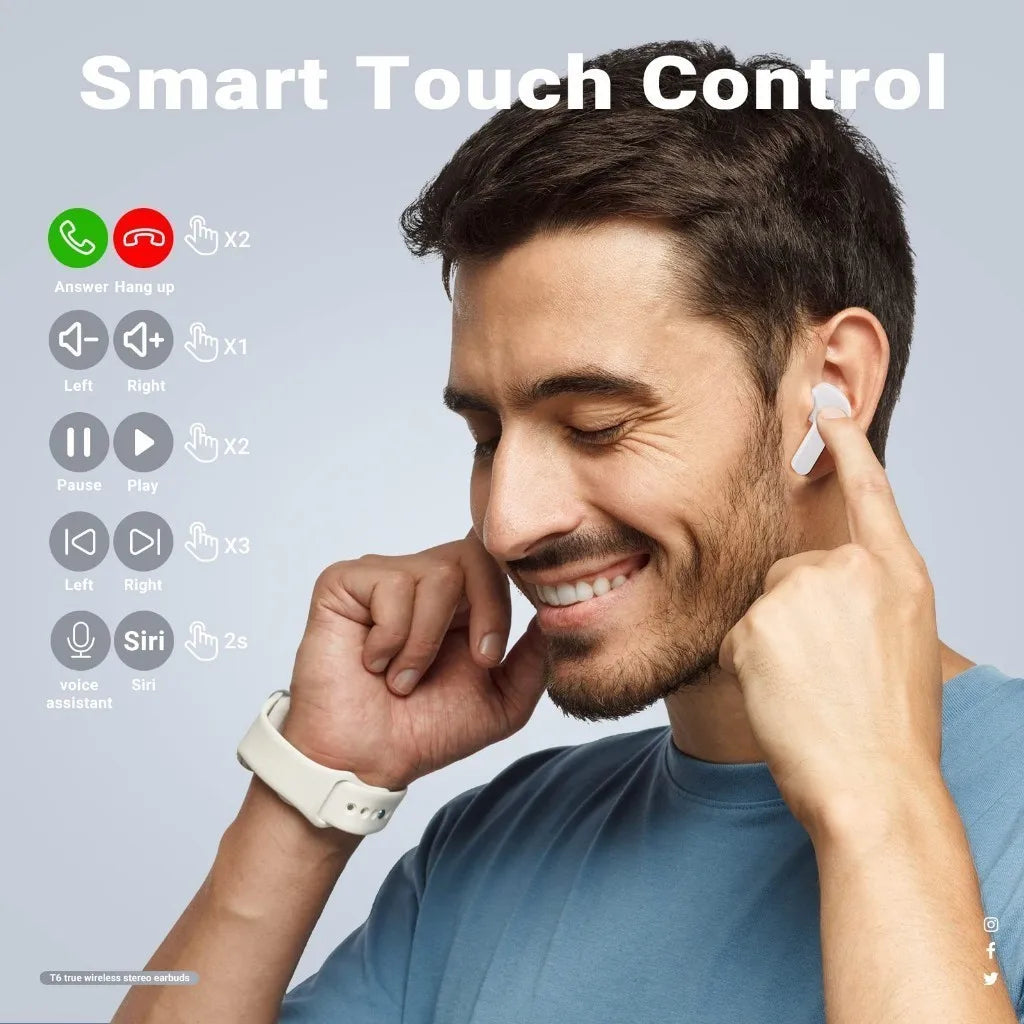 Bluetooth Noise-Cancelling TWS Earbuds with Digital Display Charging Case Hi-Fi Stereo
