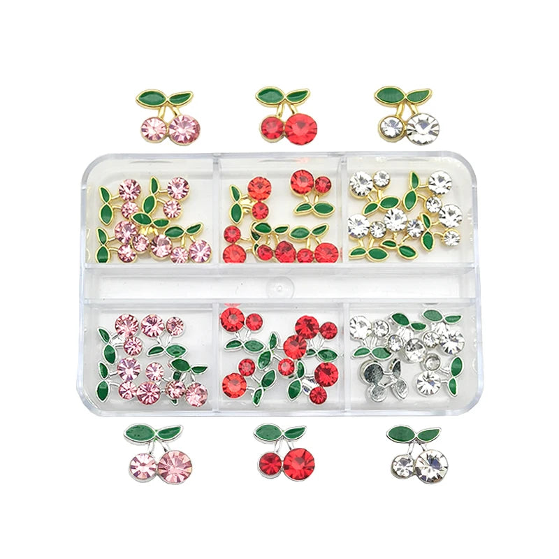 6-Grid Nail Rhinestone Kit – Saturn, Planet & Cross Crystal Nail Charms for Nail Art