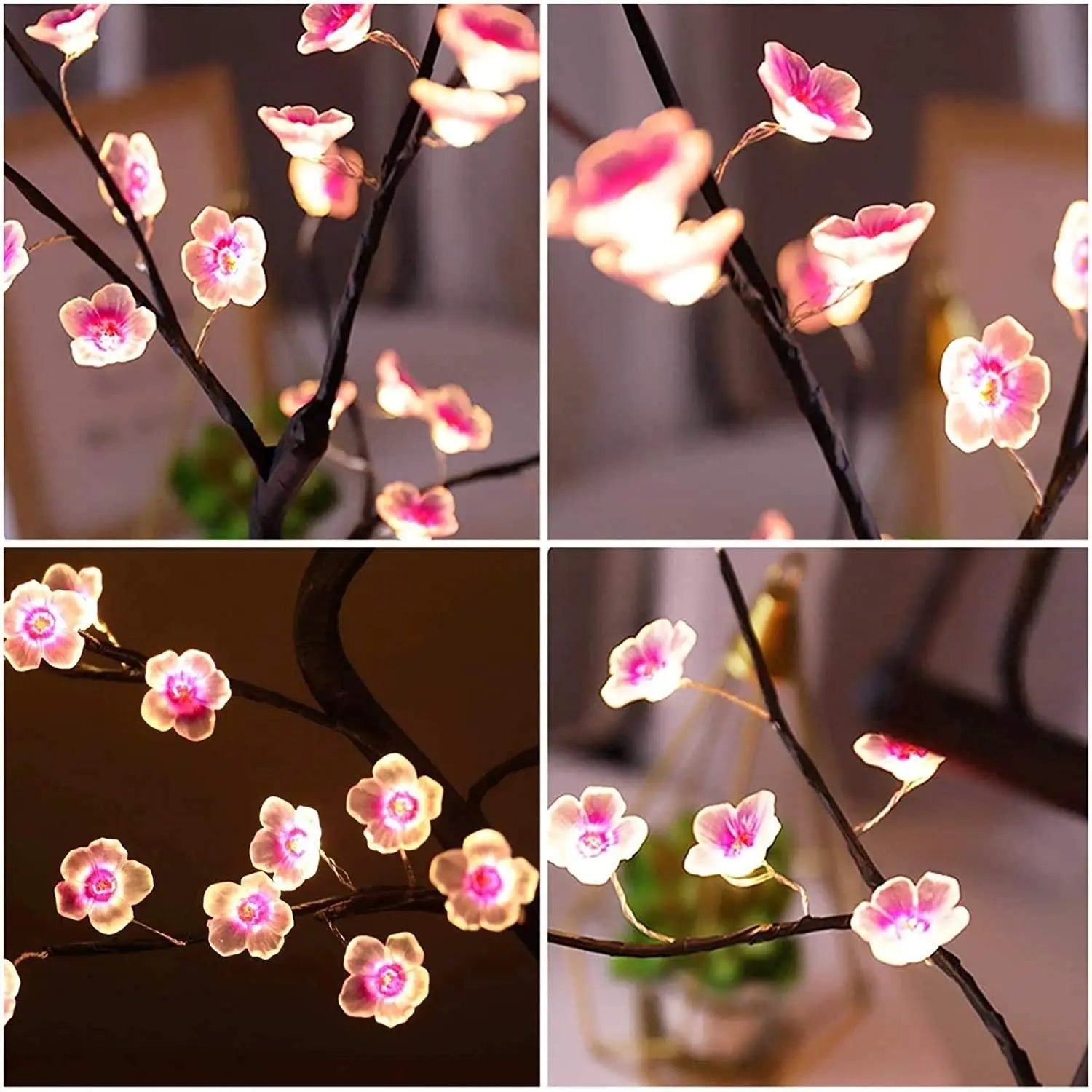 Cherry Blossom Bonsai LED Table Lamp – USB or Battery Powered Touch Night Light, 50 cm (19.7 in) Desktop Decor