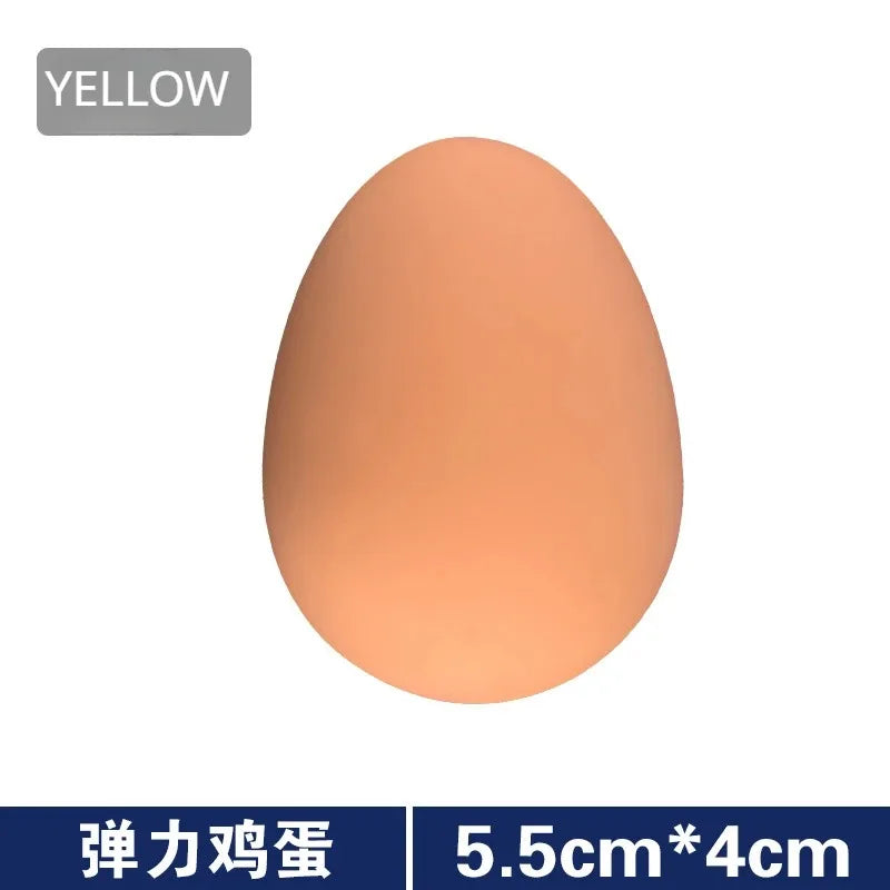Realistic Bouncy Rubber Hatching Egg Toy 2.2 in (5.5 cm) Novelty Chicken Nesting Prank 1-Pack