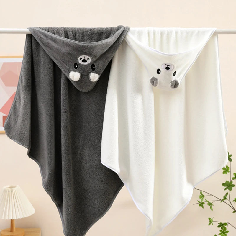 Toddler and Baby Hooded Towel Super Soft Coral Velvet Bathrobe Swaddle Wrap for Newborns and Kids