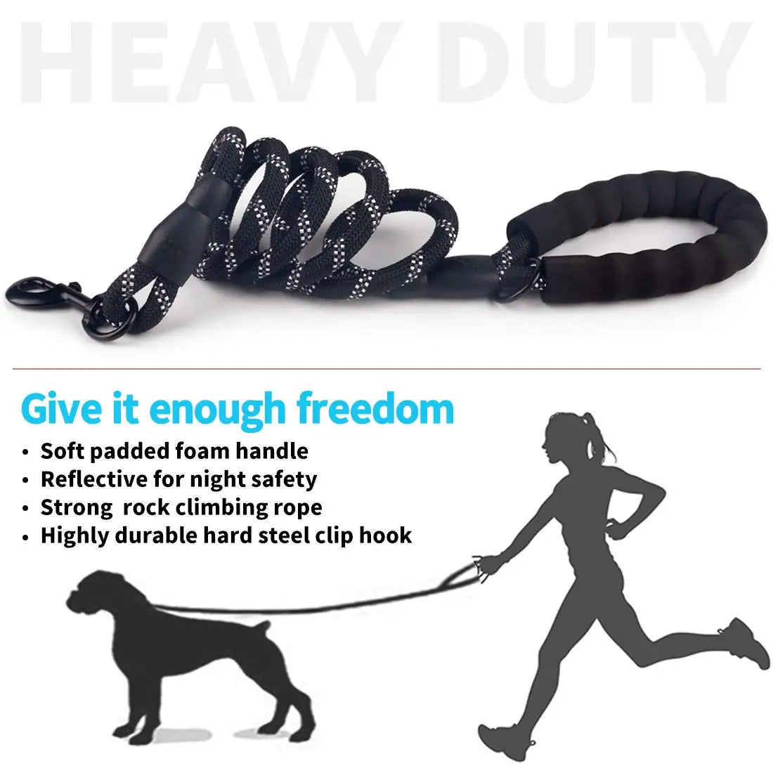Reflective Nylon Dog Leash with Soft Handle — Reinforced Leash for Small, Medium & Large Dogs — 4ft/5ft/6.6ft/9.8ft (120/150/200/300 cm)