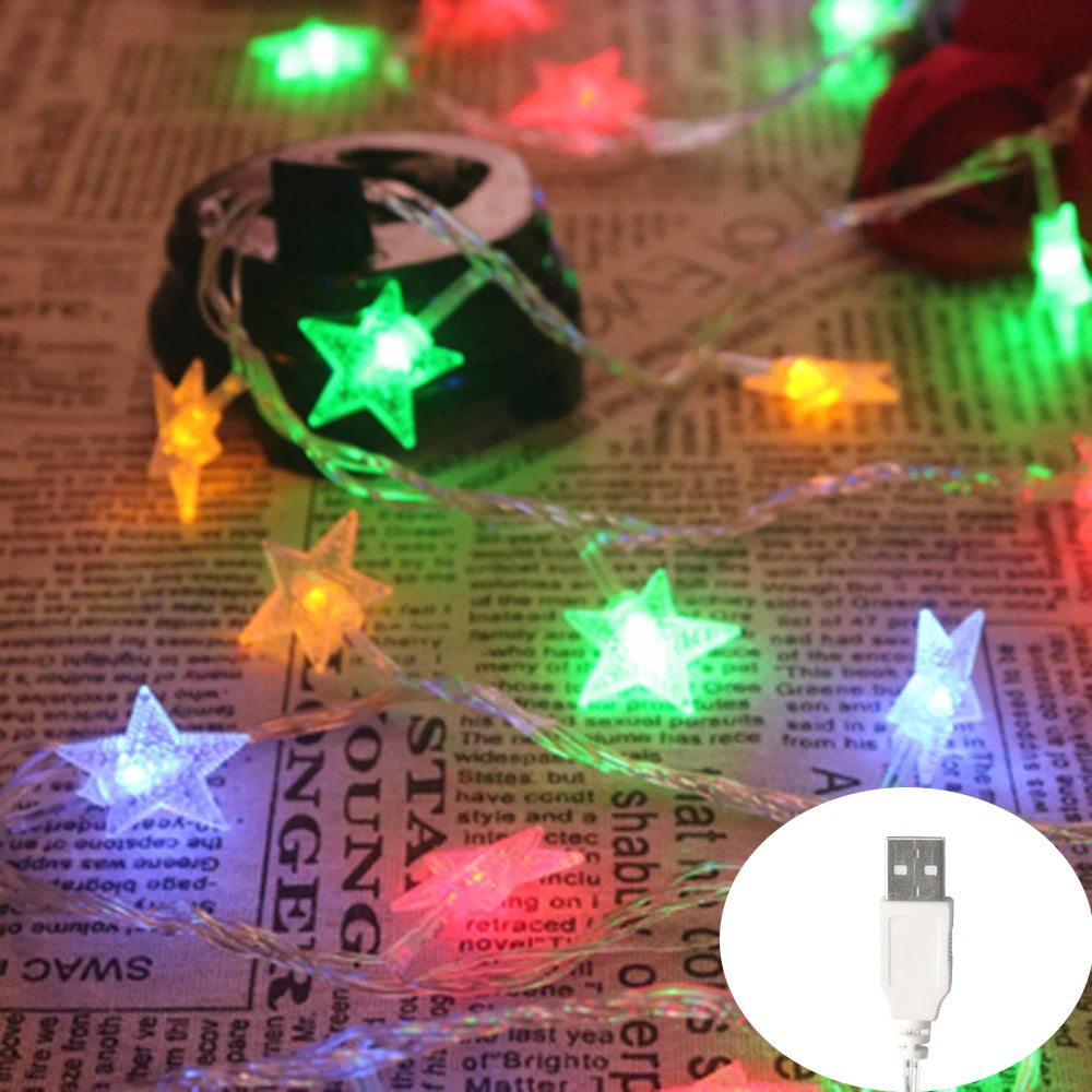 LED Star Fairy String Lights — 1.5/3/6/10m (10/20/40/80 LEDs) USB or Battery Operated IP44 Waterproof for Party, Wedding, Home & Patio