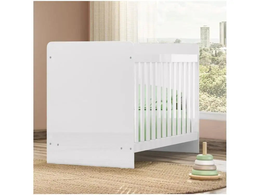 Standard White Baby Crib - Modern Nursery Crib with 2 Adjustable Heights, Fits 60 x 130 cm (24 x 51 in) Mattress