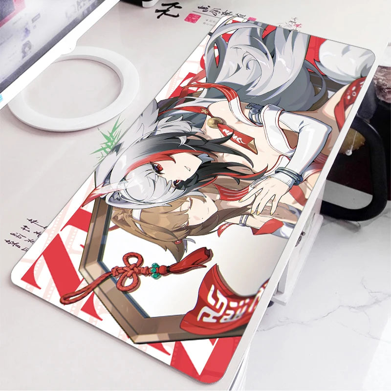 XXL Anime Gaming Mouse Pad – Hoshimi Miyabi & Evelyn Ellen Desk Mat, Large Keyboard Mousepad with Non-Slip Silicone Base