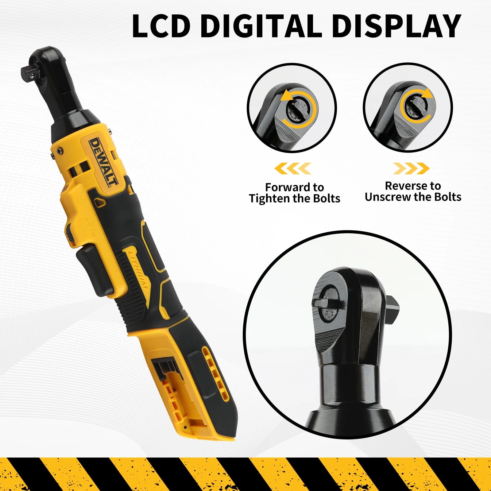 Cordless Brushless Ratchet Wrench — Compatible with 12V/18V/20V Batteries, Adjustable 0–45 ft‑lbs (0–61 Nm) Torque, 0–300 RPM, 3/8" (9.5 mm) & 1/2" (12.7 mm) Chucks