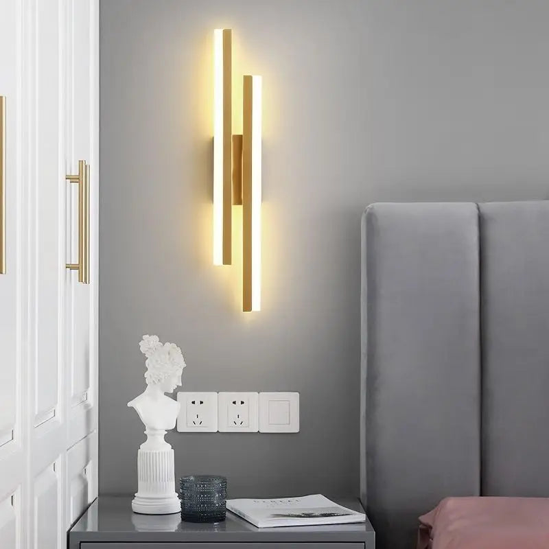 Modern Dimmable LED Wall Sconce 50 cm x 8 cm (19.7 in x 3.1 in) Acrylic Shade Bedside Wall Lamp – Gold / Black