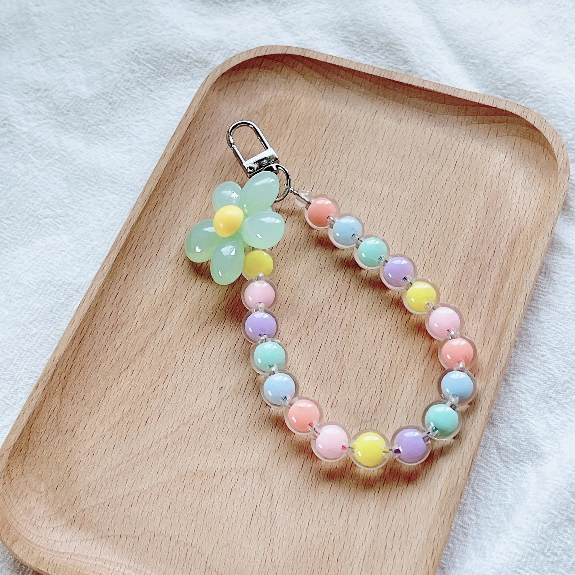 Colorful Macaron Bead Phone Lanyard Wrist Strap - Anti-Lost Short Handheld Mobile Chain for Women