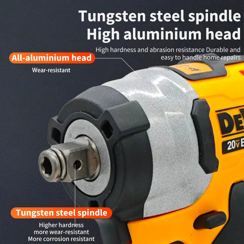 Cordless High-Torque Impact Wrench 1/2" (12.7 mm) Drive, 406 Nm (≈300 ft·lb), 2500 RPM, 20V Battery