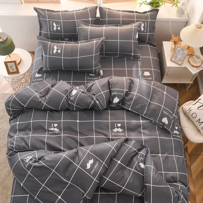 Aloe Vera Cotton 4-Piece Bedding Set – 1.5m (5 ft) Quilted Sheet & Quilt Cover, 500 TC