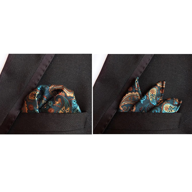 41 Colors 25 x 25 cm (9.8 x 9.8 in) Men's Pocket Square Handkerchief - Paisley, Dot & Stripe Wedding Hanky