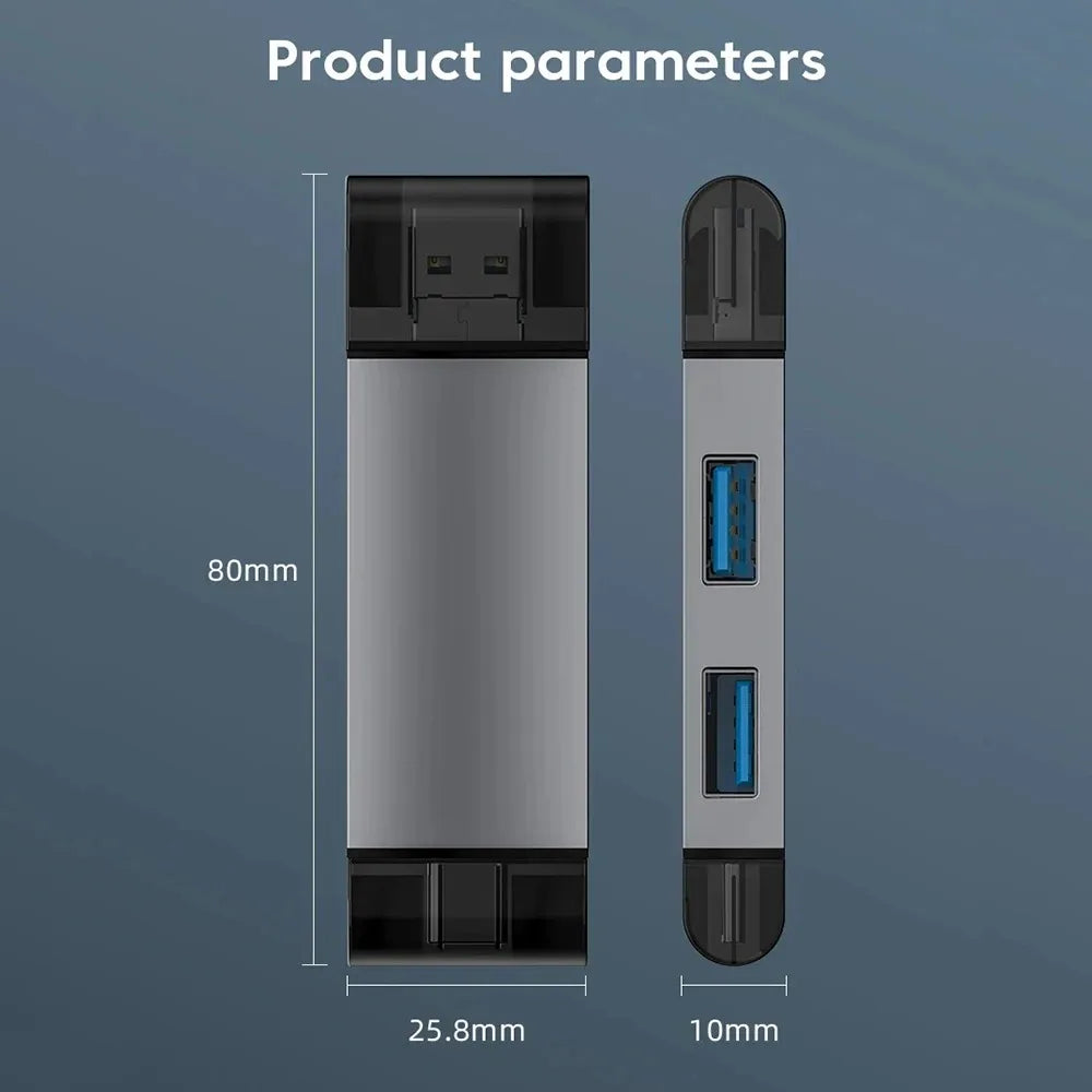 7-in-1 USB Card Reader USB 3.0 Type-C Micro USB Adapter for SD & microSD Cards - PC, Laptop, OTG Smartphones