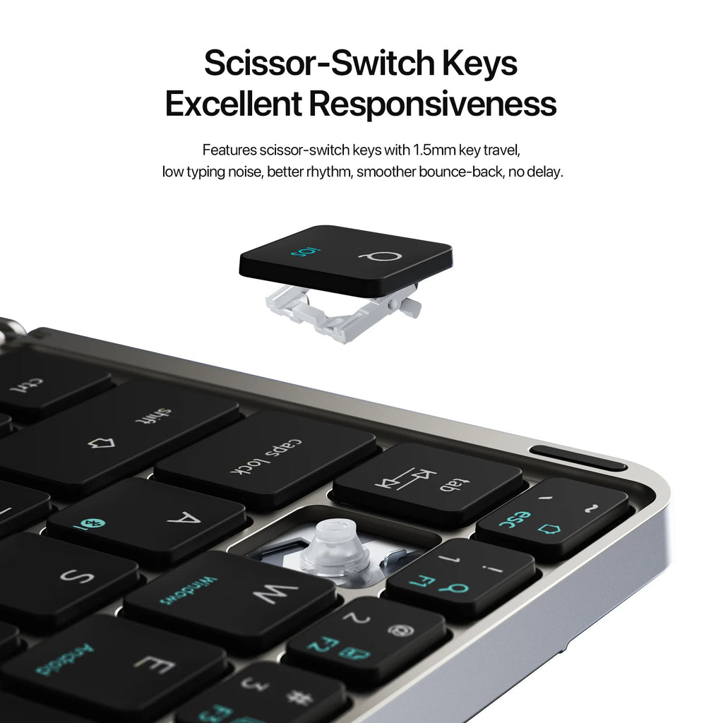 Foldable Bluetooth 5.0 Keyboard with Detachable Touchpad & Phone Holder — Compact 63-Key Wireless Keyboard for Phones, Tablets & Laptops
