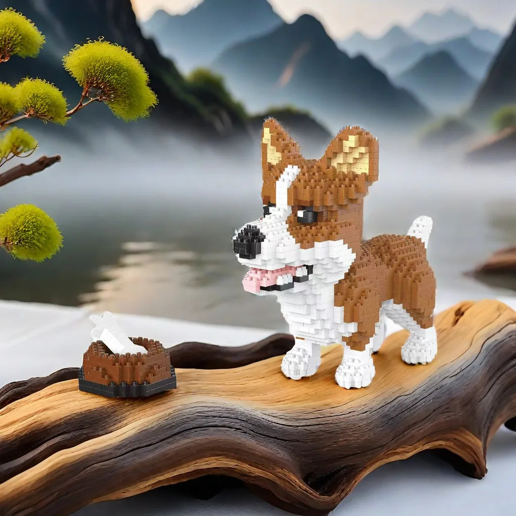 Corgi Micro Mini Building Blocks Kit — DIY Cute Corgi Dog Brick Model, ABS Display Gift