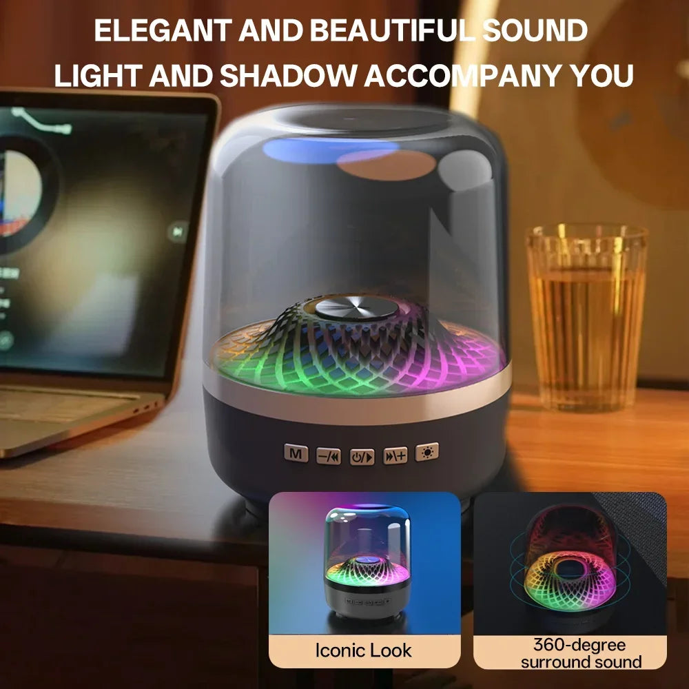 Portable Bluetooth 5.3 Speaker — Hi‑Fi Deep Bass with LED Ambient Light, USB/TF/AUX for Android & iOS