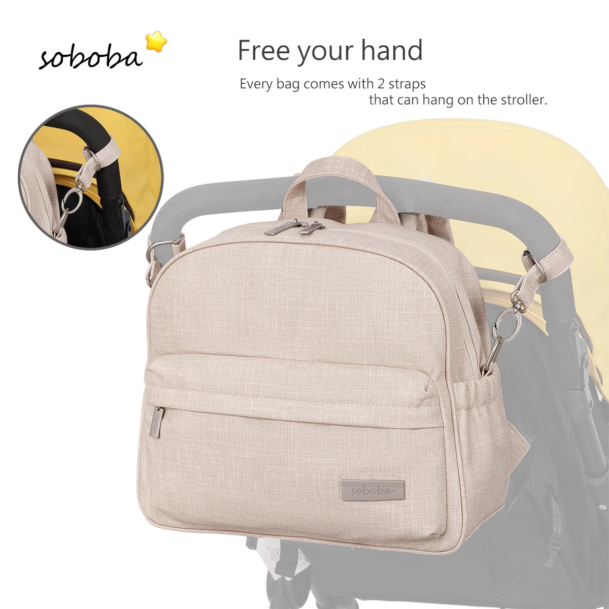 Stylish Waterproof Diaper Backpack for Women — Large Capacity Multi-Functional Nappy Changing Bag with 2 Straps
