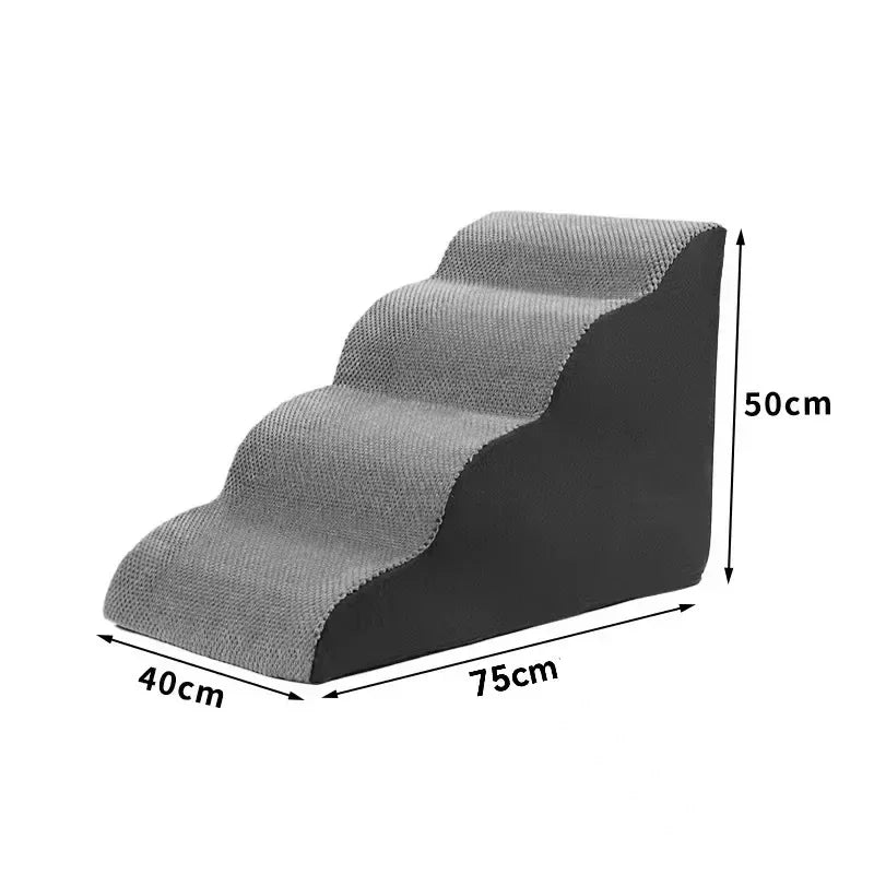 Curved Foam Pet Stairs for Dogs and Cats — 2–5 Step Non-Slip Ramp Fits Beds Up to 24 in (61 cm)