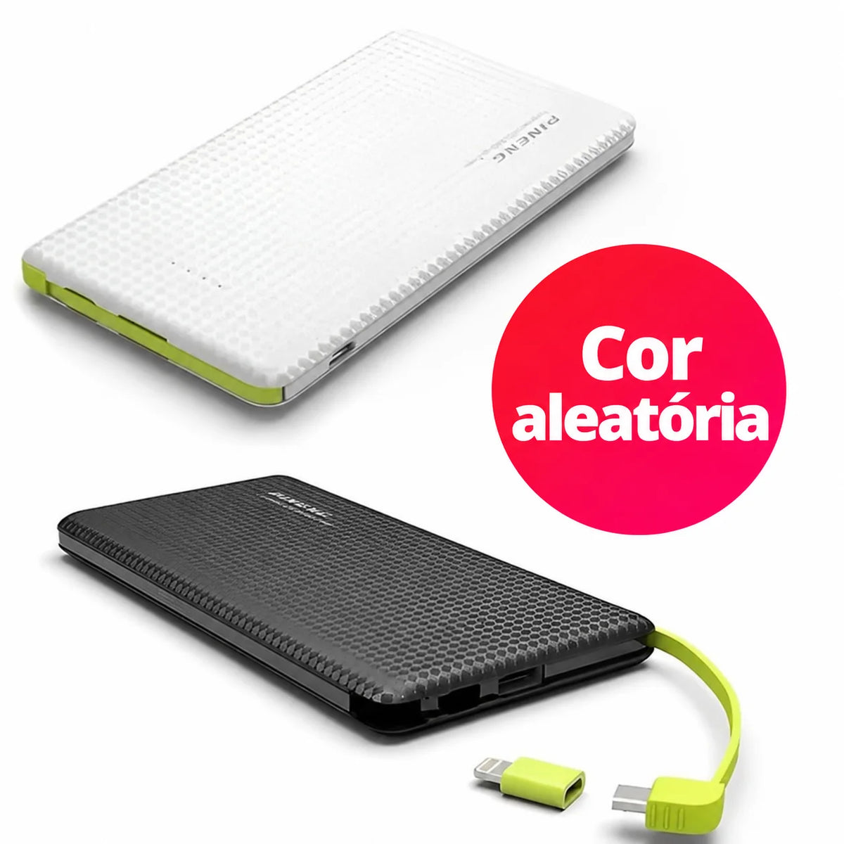 Power Bank Portátil 5000/10000mAh Bateria Externa Compacta Carregamento Rápido USB-C Lightning Micro USB